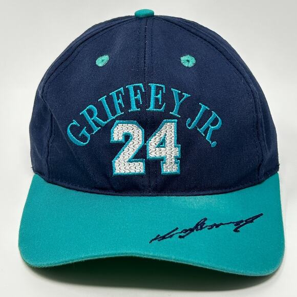 Vintage 90s Ken Griffey Jr Seattle Mariners Youth Hat Baseball Cap Snapback Blue - Picture 10 of 10